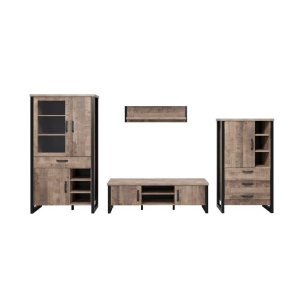 Ensemble salon avec 3 meubles et étagère décor chêne - PLEX – Image 3