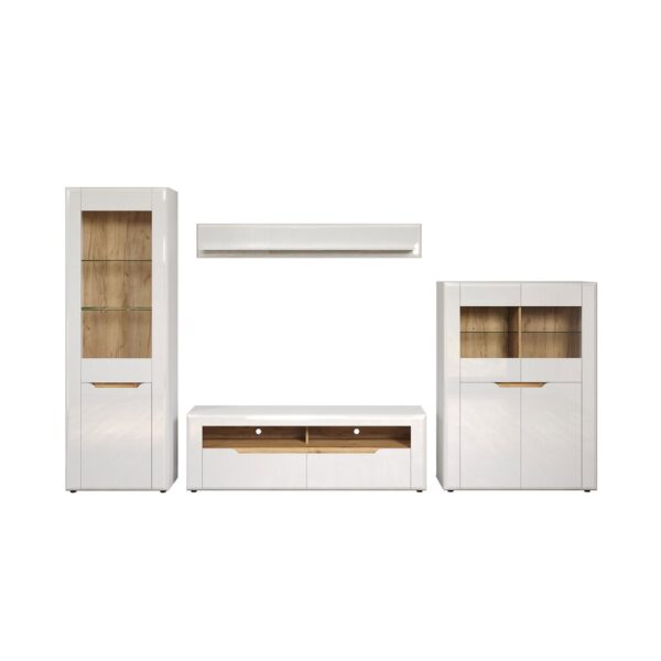 Ensemble salon 3 meubles 1 étagère murale blanc brillant - MILAN – Image 3