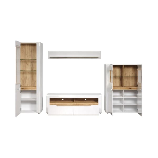 Ensemble salon 3 meubles 1 étagère murale blanc brillant - MILAN – Image 4