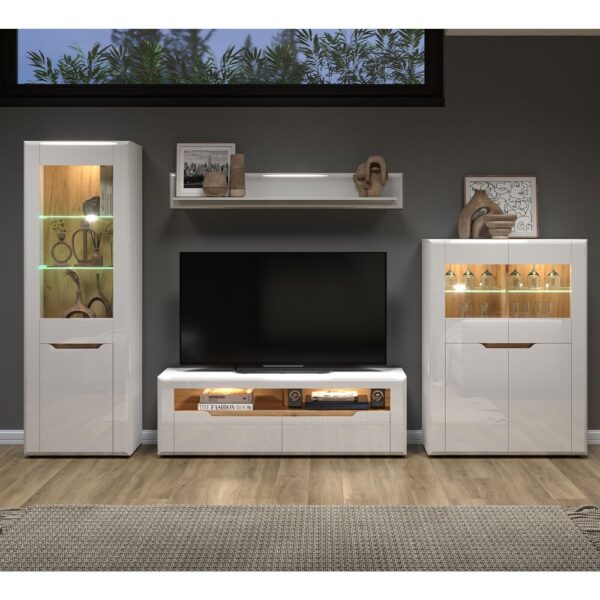 Ensemble salon 3 meubles 1 étagère murale blanc brillant - MILAN – Image 9