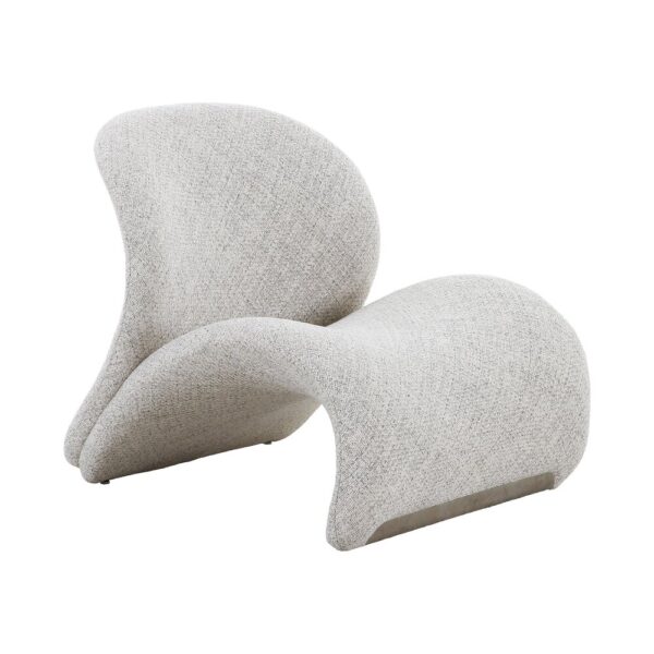 Fauteuil design lounge 77x82x73 cm en tissu gris clair – Image 3