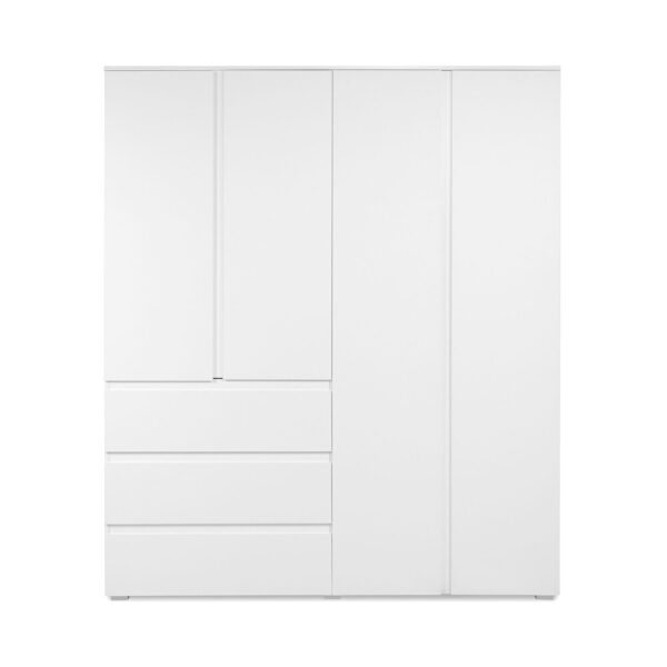 Dressing 4 portes 3 tiroirs 160x55x191 cm blanc - MITZ – Image 3
