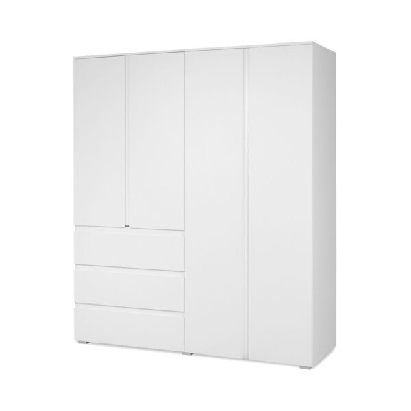Dressing 4 portes 3 tiroirs 160x55x191 cm blanc - MITZ – Image 4