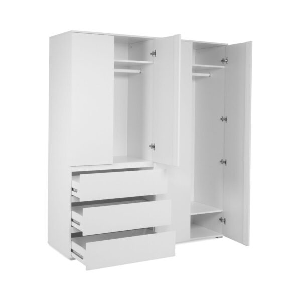Dressing 4 portes 3 tiroirs 160x55x191 cm blanc - MITZ – Image 5