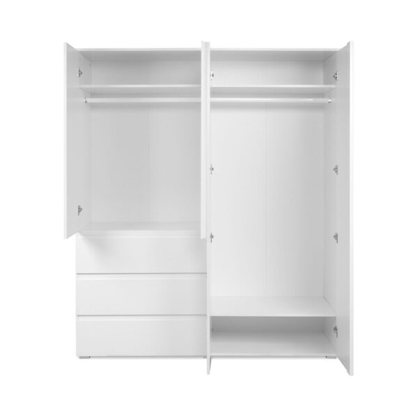 Dressing 4 portes 3 tiroirs 160x55x191 cm blanc - MITZ – Image 6