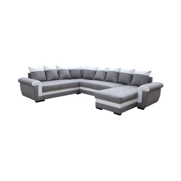 Canapé d'angle réversible 6 places en coloris gris et blanc – Image 3