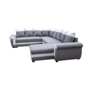 Canapé d'angle réversible 6 places en coloris gris et blanc