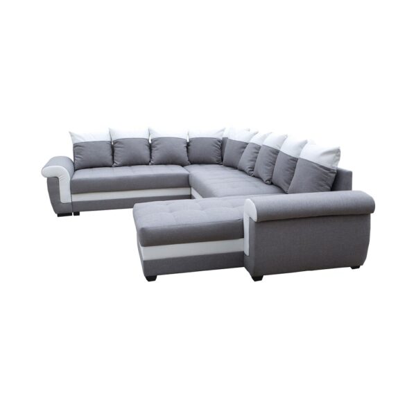 Canapé d'angle réversible 6 places en coloris gris et blanc