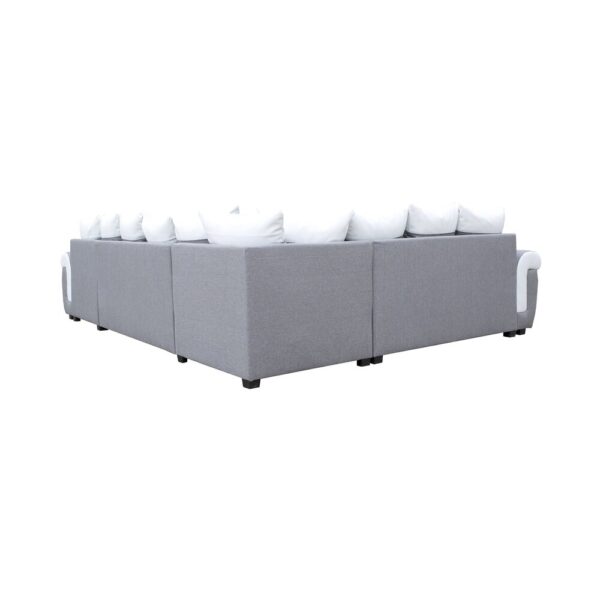 Canapé d'angle réversible 6 places en coloris gris et blanc – Image 7