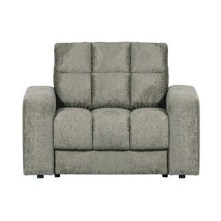 Fauteuil club 109x99x78 cm en tissu effet velours kaki - ERDAL
