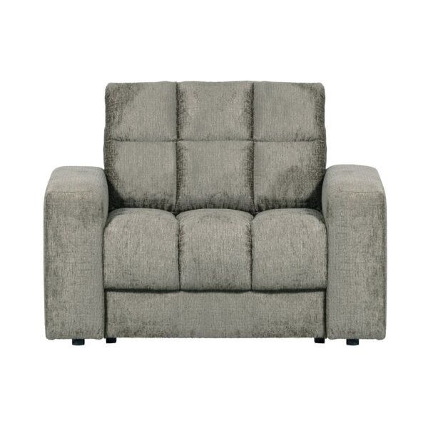 Fauteuil club 109x99x78 cm en tissu effet velours kaki - ERDAL