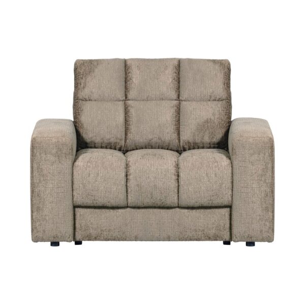 Fauteuil club 109x99x78 cm en tissu effet velours kaki - ERDAL – Image 5