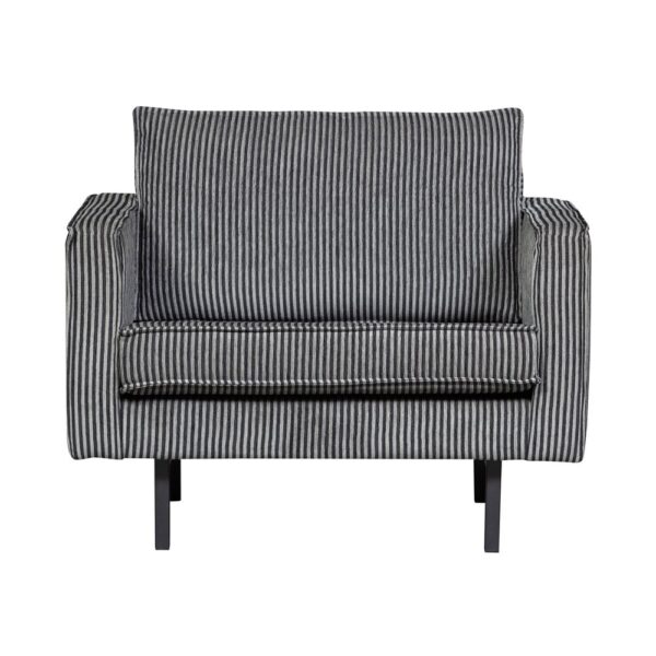 Fauteuil 105x86x85 cm en tissu rayé noir et gris - TARVO – Image 3