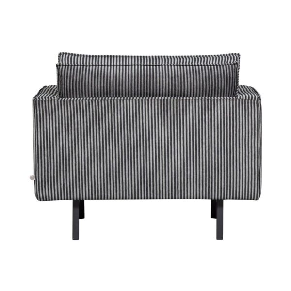 Fauteuil 105x86x85 cm en tissu rayé noir et gris - TARVO – Image 4