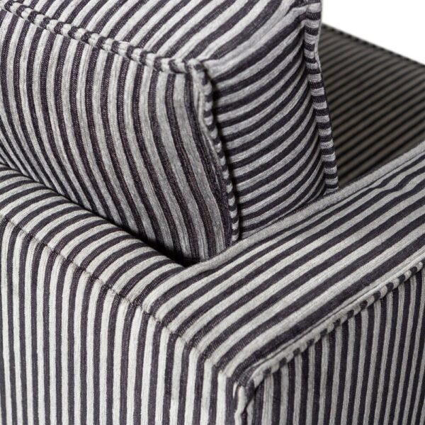 Fauteuil 105x86x85 cm en tissu rayé noir et gris - TARVO – Image 5