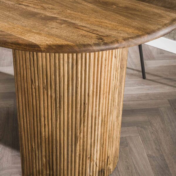 Table 215 cm en manguier + 2 fauteuils + banc en tissu bouclette sable – Image 5