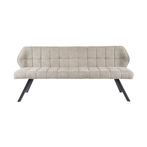 Table 215 cm en manguier + 2 fauteuils + banc en tissu bouclette sable – Image 8