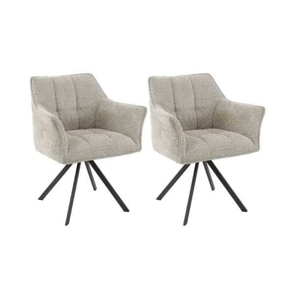 Table 215 cm en manguier + 2 fauteuils + banc en tissu bouclette sable – Image 9