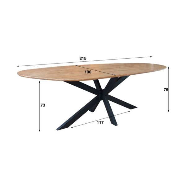 Table organique 215 cm en acacia + 4 fauteuils en velours champagne – Image 5