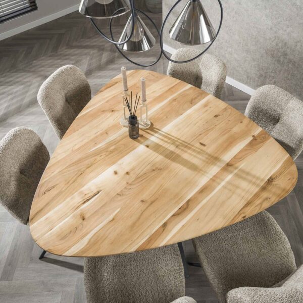 Ensemble table organique 135 cm + 6 chaises en tissu bouclette sable – Image 3