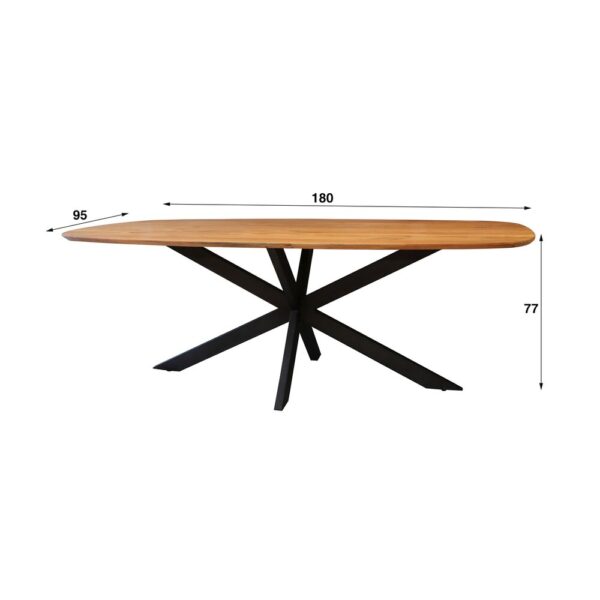 Ensemble table 180 cm en acacia + 4 fauteuils en tissu bouclette sable – Image 6