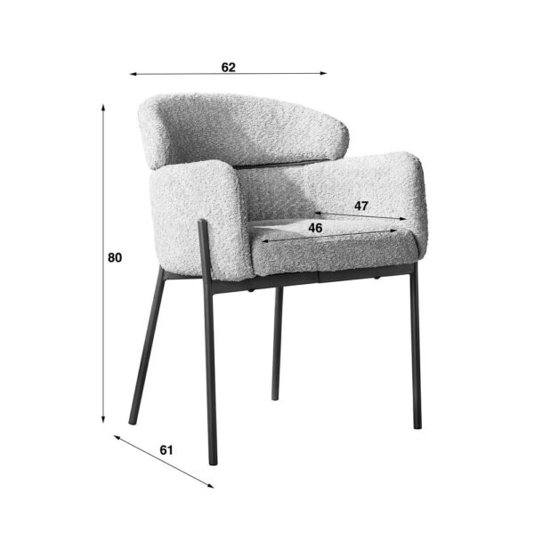 Table 215 cm en marbre composite + 4 fauteuils en bouclette blanc – Image 8