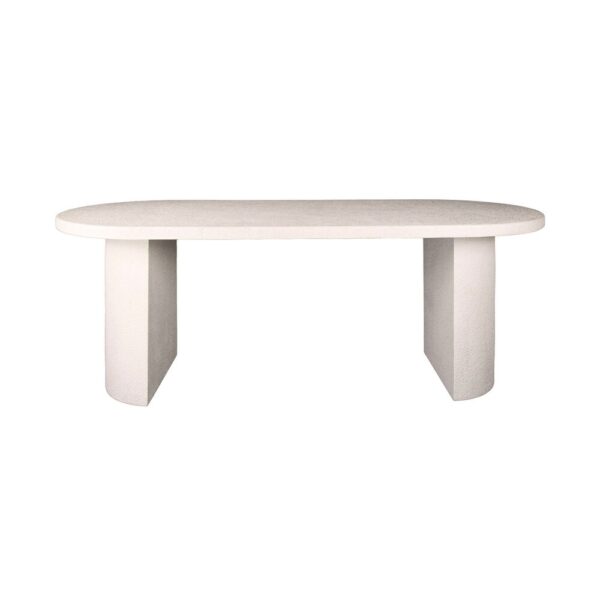 Table 215 cm en marbre composite + 6 chaises en bouclette sable – Image 3