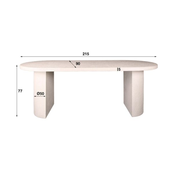 Table 215 cm en marbre composite + 6 chaises en bouclette sable – Image 5