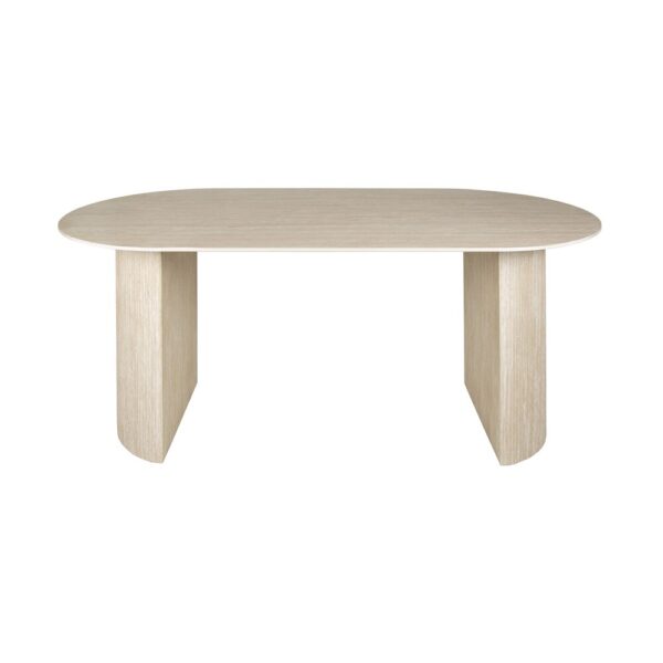 Table 180 cm en céramique beige + 4 fauteuils en tissu bouclette sable – Image 4