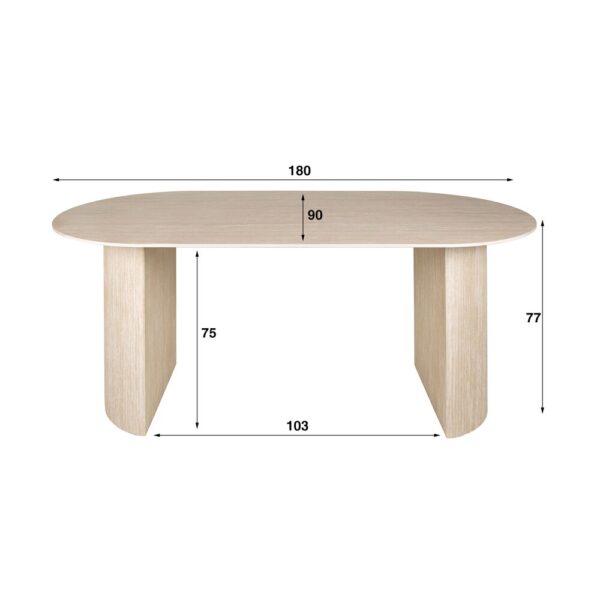 Table 180 cm en céramique beige + 4 fauteuils en tissu bouclette sable – Image 7