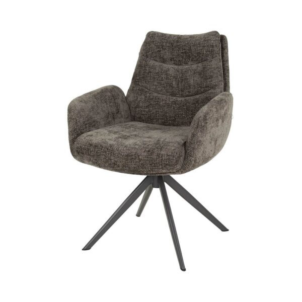 Table 300x120 cm en acacia brun + 8 fauteuils en tissu texturé taupe – Image 7