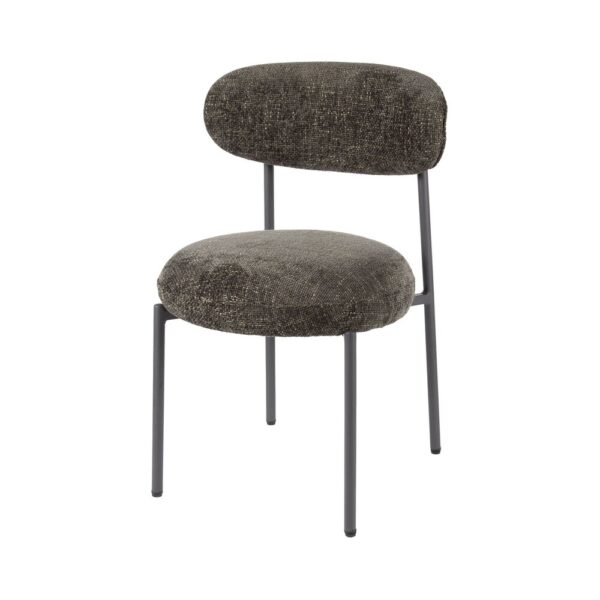 Table 180 cm en céramique beige + 6 chaises en tissu texturé marron – Image 5