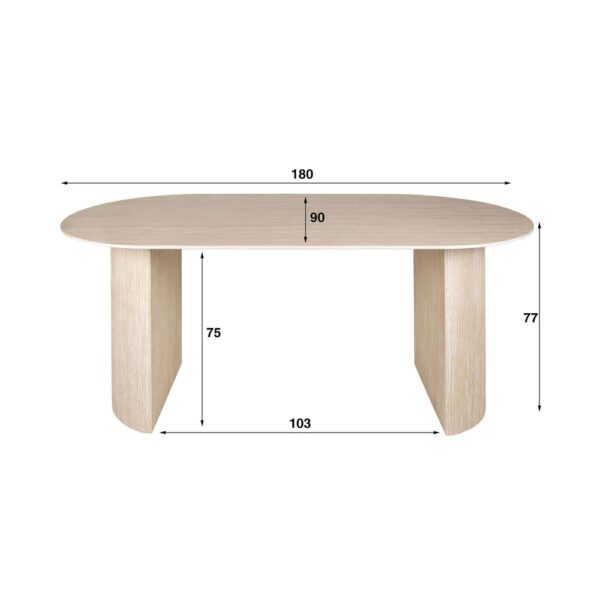 Table 180 cm en céramique beige + 6 chaises en tissu texturé marron – Image 7