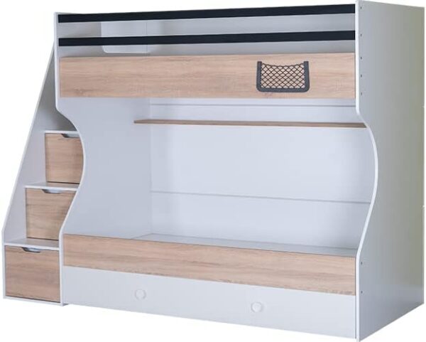 Chambre complète style scandinave avec lit superposé couleur blanc et bois clair - lit superposé – Image 6