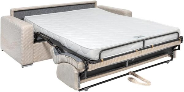 Vente-unique - Canapé 3 Places Convertible Express en Velours côtelé Beige - Couchage 140 cm - Matelas 14 cm CALITO – Image 2
