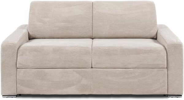 Vente-unique - Canapé 3 Places Convertible Express en Velours côtelé Beige - Couchage 140 cm - Matelas 14 cm CALITO – Image 4