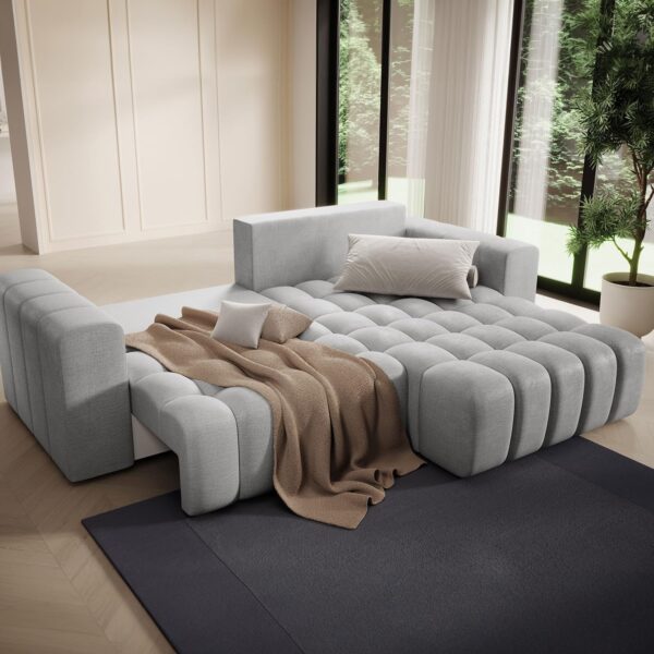 INTENSE DECO Canapé d'angle Droit Convertible Clovis Velours Gris – Image 5