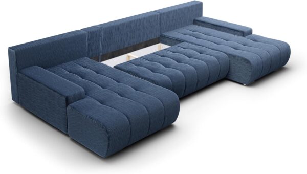 Tendencio Canapé panoramique Convertible BOLUTI en Velours côtelé avec Coffre de Rangement (Bleu) – Image 5