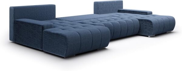 Tendencio Canapé panoramique Convertible BOLUTI en Velours côtelé avec Coffre de Rangement (Bleu) – Image 3