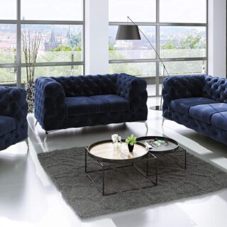 Regency Chesterfield Ensemble canapé 3 + 2 places Bleu