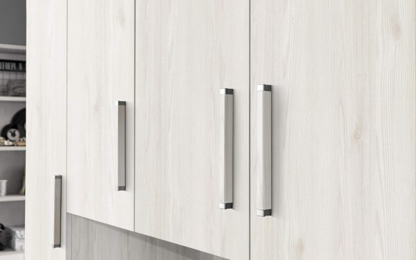 Chambre à pont avec lit blanc une place et demie - composée d'une porte longue, 4 portes moyennes, petit compartiment à jour et commode. 243 x 55 x 245 cm – Image 5