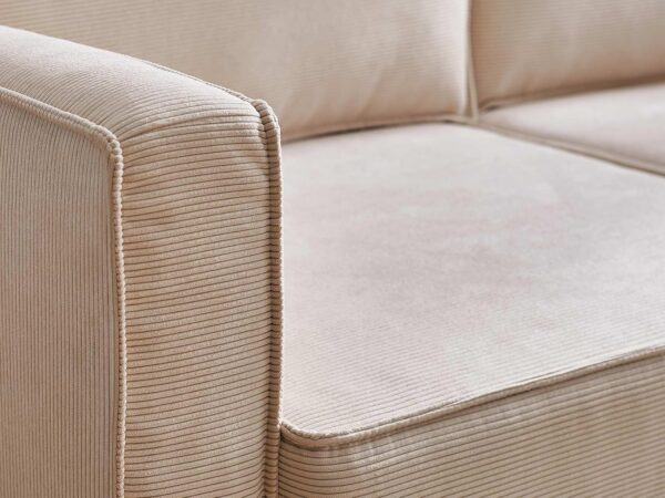Lisa Design - Canapé Panoramique en U Convertible avec Coffre Jake en Velours Côtelé - Canapé Lit - Grand Sofa XXL Beige 7 Places - Salon – Image 6