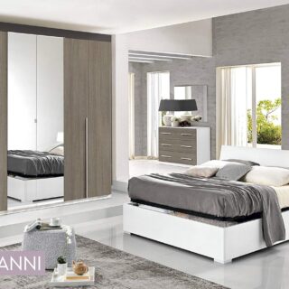 Chambre complète - Effet Blanc mélèze, chêne Gris (cm. 274 x 60 x 250 cm
