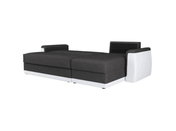 Canapé d'angle convertible 3 places JAMES- Simili blanc - tissu gris anthracite – Image 4