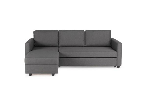 Canapé d'angle convertible réversible 3 places - Tissu gris - Contemporain